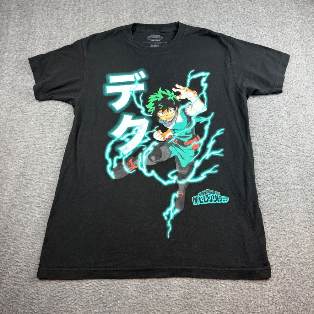 My Hero‎ Academia T Shirt Men's M Black Deku Izuku Midoriya Anime Graphic Tee